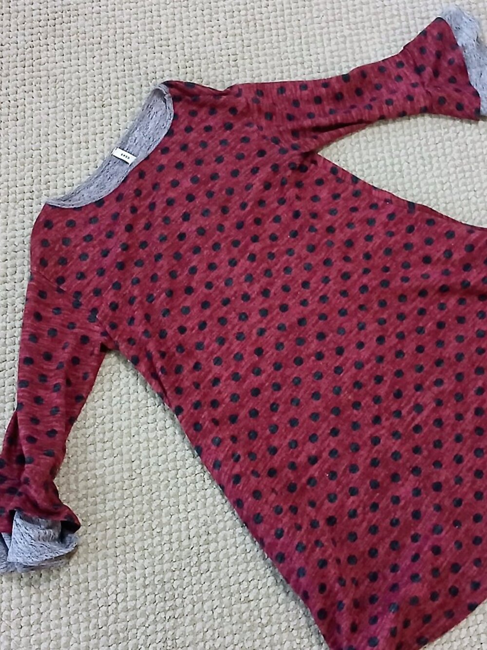 Red and Black Polka Dot 3/4 Ruffle Sleeve Dress